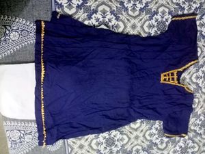 Elegant Navy Kurta Set with White Bottoms