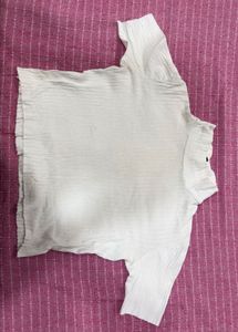 White Ribbed Cropped Top