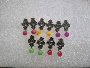 Elegant Floral Drop Earrings with Gemstone Beads