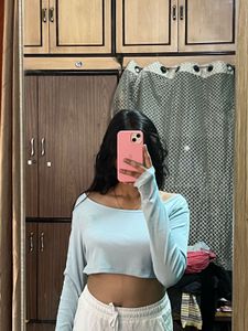 URBANIC sky blue long sleeves crop top