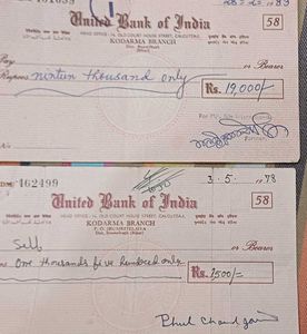 Very old Bank cheques