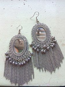 Elegant Mirror Work Oxidized Earrings