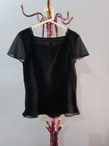 Elegant Black Sheer Sleeve Top