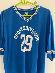 Oversized Blue Sports Division Graphic Tee