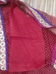 Gorgeous Maroon Net Saree with blouse