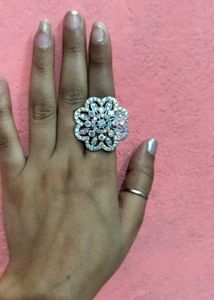 Stylish Silver Plated Flower Shaped Statement Ring