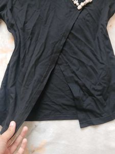 Chic Korean Style top with Pearl Embellishments