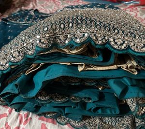clearance Elegant Teal mirror work all over