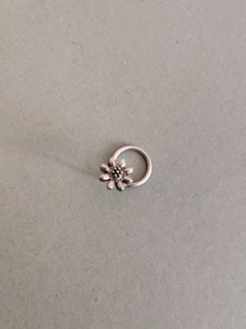Oxidised Silver Flower Nose Pin