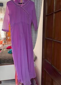 Elegant Purple Anarkali Kurta Set