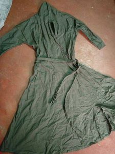 Elegant Dark Green Wrap Dress