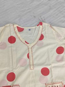 The Xoxo Cream Polka Dot Kurta with Pant Set