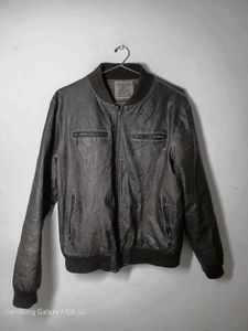 Men's  0Leather Bomber Jacket