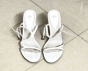ZARA White Strappy Stilettos with dustbag
