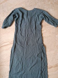 Blue Textured Cotton Kurta