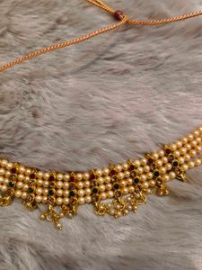 Elegant Pearl and Stone choker