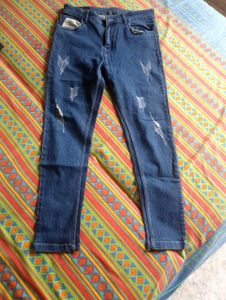 Stylish Ripped Blue Denim Jeans