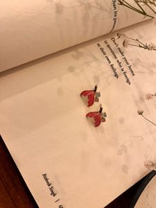 Charming Red Flower Stud Earrings