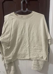 ✨ Beige Oversized Cut-Out Sleeve Sweatshirt | Pint