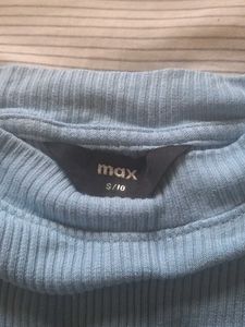 Light Blue Ribbed Lettuce Hem Top