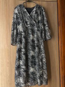 y2k Black &amp; White Print Midi Dress