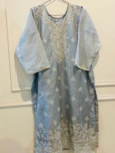 Elegant Grey Embroidered Kurta Set
