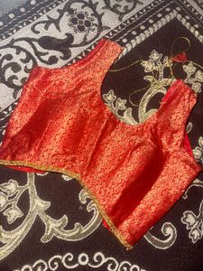 Elegant Red Brocade Blouse