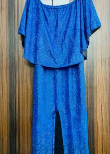 Sparkly Blue Off-Shoulder Gown