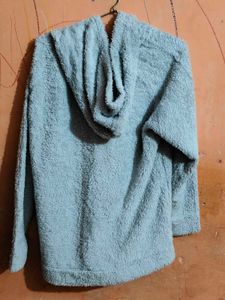 Women’s Powder Blue Hooded Teddy Fleece Winter Jac