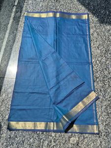 Elegant Blue Saree with Gold Border