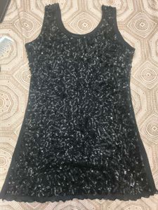 Sparkly Black Sequin party Tank Top in 36 bust