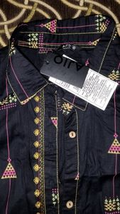 black button up kurta with collar