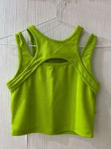Lime Green Cut-Out Ribbed Tank Top