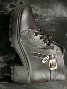Chic Black Faux Leather Ankle Boots