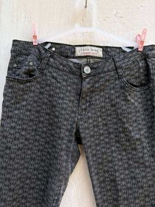 Y2K Printed Dark Grey Jeans