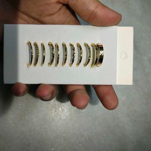 Set of 10 Gold Hoop Earrings with Butterfly