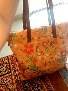 Avaasa Owl 🦉 Printed Orenge Tote Bag Party Wear
