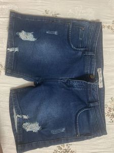 High-Waist Distressed Denim Shorts
