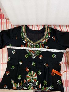 Embroidered Black Sheer Kurta