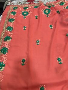 Embroidered Orange 🍊 saree