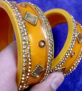 Sparkling Gold &amp; Orange Bangles