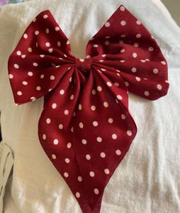 Red Polka Dot Fabric Bow Hair Clip