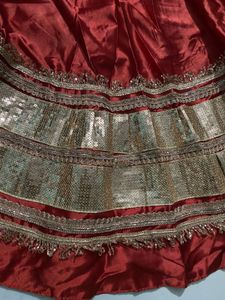Red Silk Lehenga with Gold Border