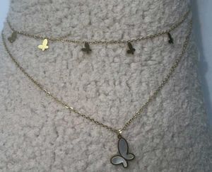 Golden Layered Stainless Steel Butterfly Necklace
