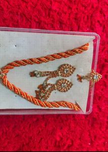 Orange Beaded Necklace and Earring Set