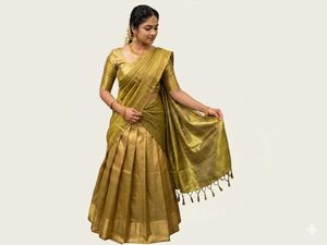 Elegant Golden Woven Half saree