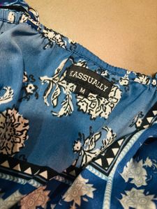 Boho Blue Floral Print Top