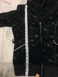 Black Star Print Zip-Up Hoodie