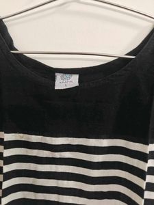 Black &amp; White Striped Kurti