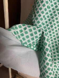 Green &amp; White Printed Ethnic Gown